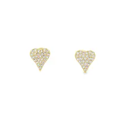Brinco Folheado a Ouro 18k Coração Cravejado
