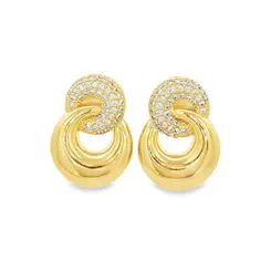 Brinco Folheado a Ouro 18k Dois Círculos com Zircônias