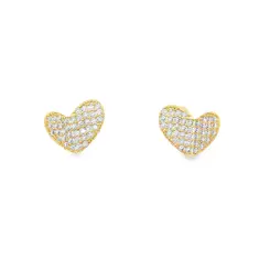 Brinco Folheado a Ouro 18k Coração com Zircônias