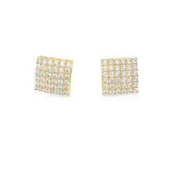 Brinco Folheado a Ouro 18k Quadrado com Zircônias