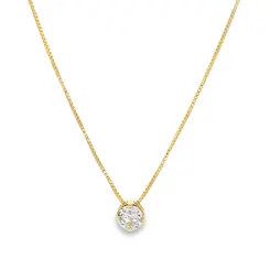 Gargantilha Folheado a Ouro 18k Ponto Luz Caixa Alta Redondo com Garras