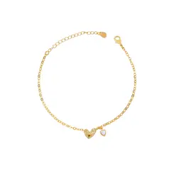 Pulseira Folheado a Ouro 18k Elos Portugueses Coração com Zircônia