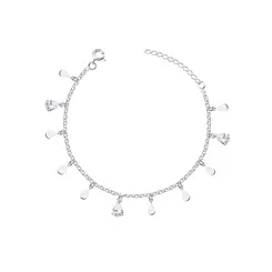 Pulseira Prata Gotas Lisas e Zircônias Brancas