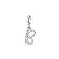 Berloque Prata Art Colection Meia Borboleta com Zircônias