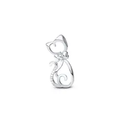 Pingente Prata Gato com Zircônias