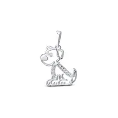Pingente Prata Cachorro com Zircônias