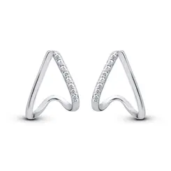 Brinco Prata Triangulo Orgânico com Zircônias