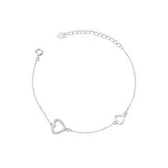 Pulseira Prata Coração com Zircônias