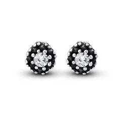 Brinco Prata Flor Envelhecido