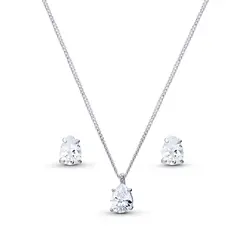 Conjunto Prata Gota com Zircônia