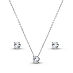 Conjunto Prata Redondo com Zircônia