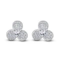 Brinco Prata Leve Flor de Zircônias