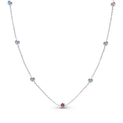 Gargantilha Choker Prata Leve Zircônias Coloridas
