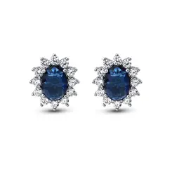 Brinco Prata Rodinada Clássico Zircônia Azul Médio