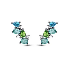 Brinco Prata Rodinada Quatro Zircônias Verdes