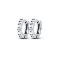 Brinco Prata Rodinada Argola Click com Zircônias P