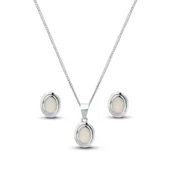 Conjunto Prata Rodinada Oval com Zircônia Furta Cor