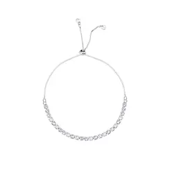 Pulseira Prata Leve Riviera Zircônias Médias Brancas