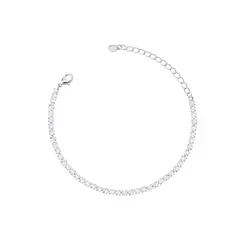 Pulseira Prata Leve Riviera Zircônias Grandes Brancas