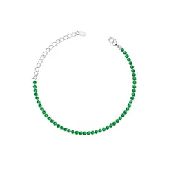 Pulseira Prata Leve Riviera Zircônias Redondas Verde