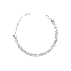 Pulseira Prata Leve Riviera Dupla Zircônias P Brancas