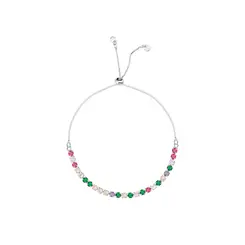 Pulseira Prata Leve Riviera Zircônias Médias Rosas