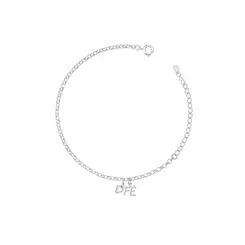 Pulseira Prata Leve Pingente Coração e Fé