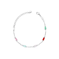 Pulseira Prata Leve Zircônias Retangulares Coloridas