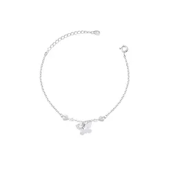 Pulseira Prata Leve Pingente Ponto Luz e Borboleta