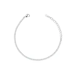 Pulseira Prata Leve Riviera Zircônias Quadradas PP Brancas