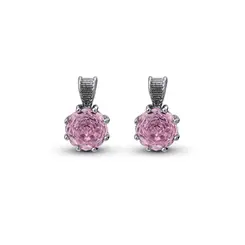 Brinco Banho de Ródio Zircônia Redonda P Rosa