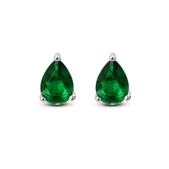Brinco Prata Zircônia Gota Verde