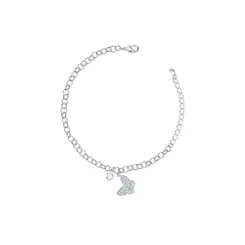 Pulseira Prata Leve Borboleta Cravejada