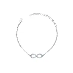 Pulseira Prata Leve Infinito Cravejado