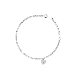 Pulseira Prata Leve Coração Cravejado