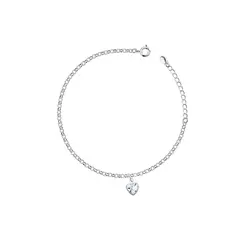 Pulseira Prata Leve Coração com Zircônia