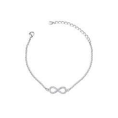 Pulseira Prata Leve Infinito Cravejado Elos Portugueses