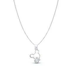Gargantilha Prata Leve Mickey com Zircônia
