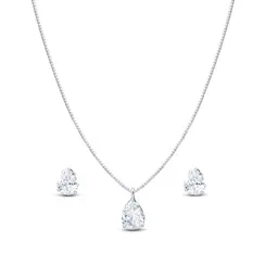 Conjunto Prata Leve Zircônia Gota