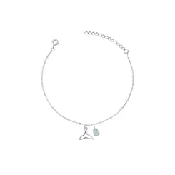 Pulseira Prata Gota Zircônia e Cauda Sereia