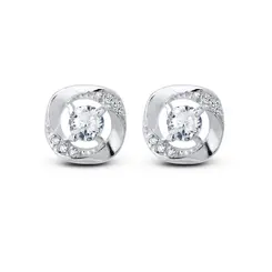 Brinco Prata Flor com Zircônias Alta