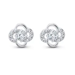 Brinco Prata Flor com Zircônias