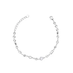 Pulseira Prata Leve Zircônias e Círculos Trabalhos