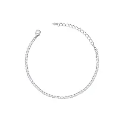 Pulseira Prata Leve Riviera Zircônias Quadradas P