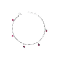 Pulseira Prata Leve Zircônias Rosas