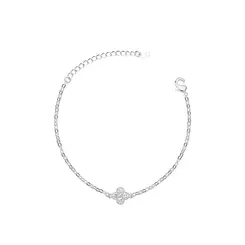 Pulseira Prata Leve Trevo em Zircônias