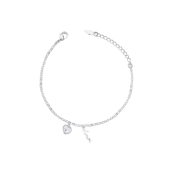 Pulseira Prata Leve Coração em Zircônia
