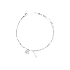 Pulseira Prata Leve Coração em Zircônia