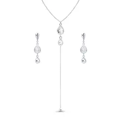 Conjunto Prata Leve Gota em Zircônia