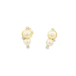 Brinco Folheado a Ouro 18k Duas Pérolas